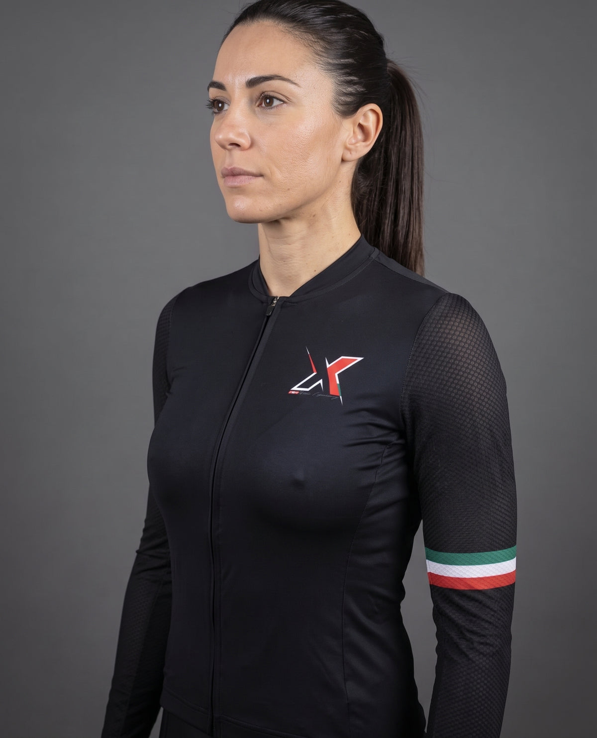 Maillot vélo femme manches longues XC Heritage Stripe noir – photo 5